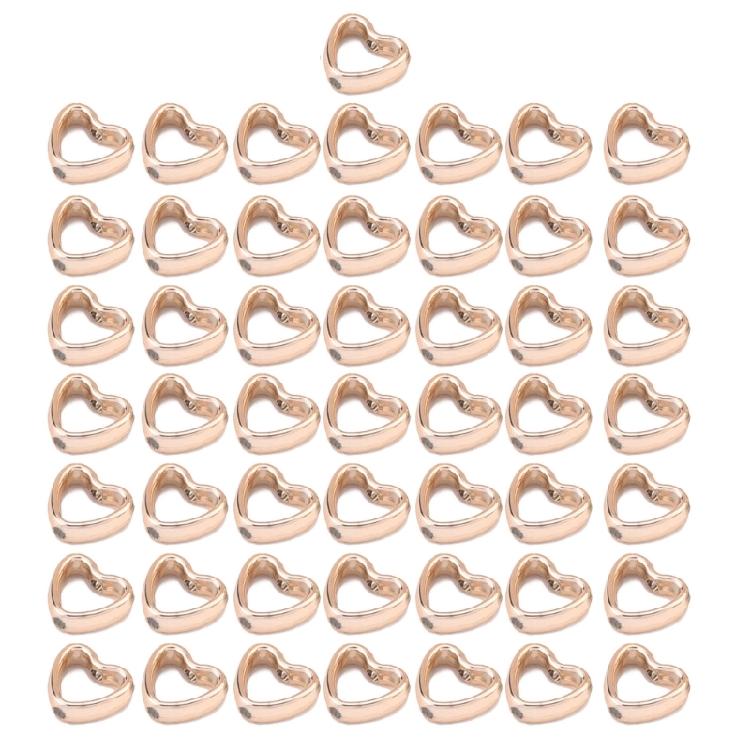 Pack of 50 Fashionable Heart Shaped Double Hole Beads CCB Material Hollow Hearts