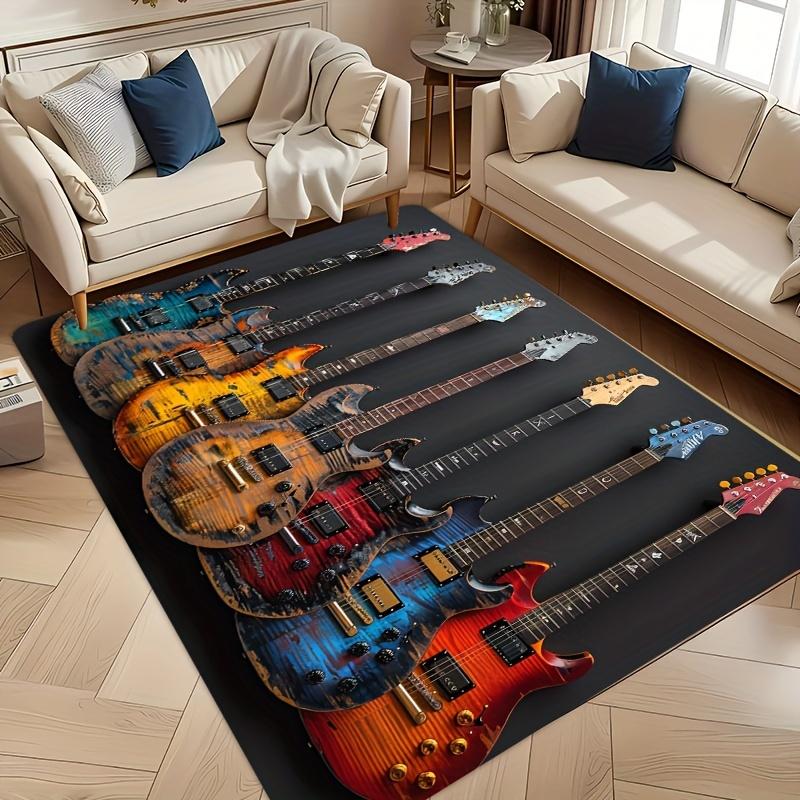 Cool Electric Guitar Carpet Soft Floor Mat Doormat Winter Soft Living Room Sofa Carpet Warm Rug For Bedroom Home Decorati