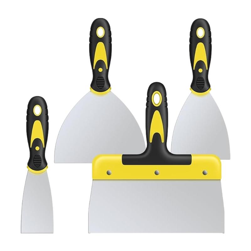 4Pcs Putty Scraper Set Stainless Steel Drywall Hand Tool Drywall Taping Scraper Paint Scraper Tool Drywall Finishing Tool