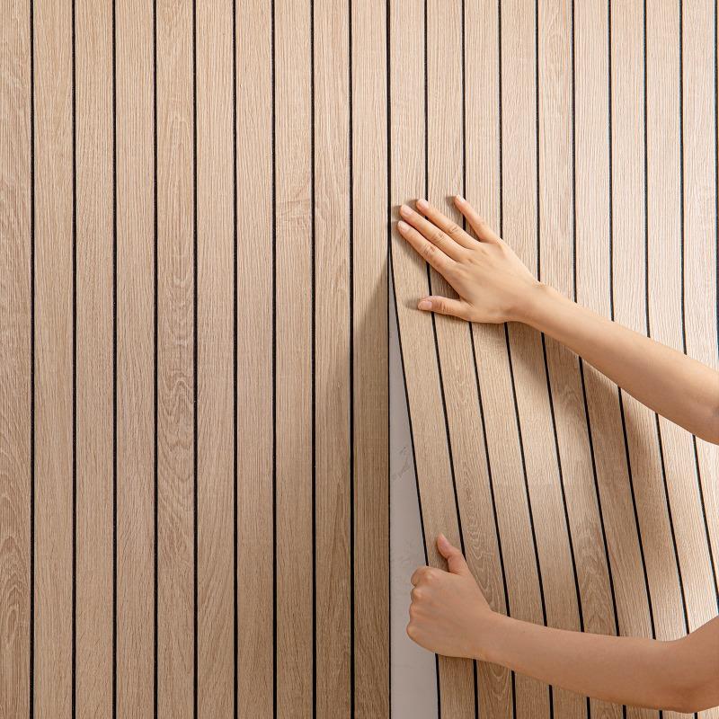 40cmx3M Imitation Solid Wood Grating Board Waterproof Self-adhesive Wallpaper Background Wall Sticker Door Frames Wall Decor