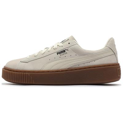 Suede Platform Low Top Skateboard Shoes Women's Snow White Rubber Brown 363559-19