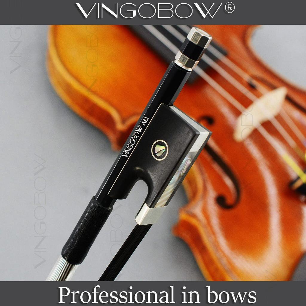 VINGOBOW Carbon Fiber Violin Bow, 44 size, made with natural black horsehair for a bright sound and guaranteed quality