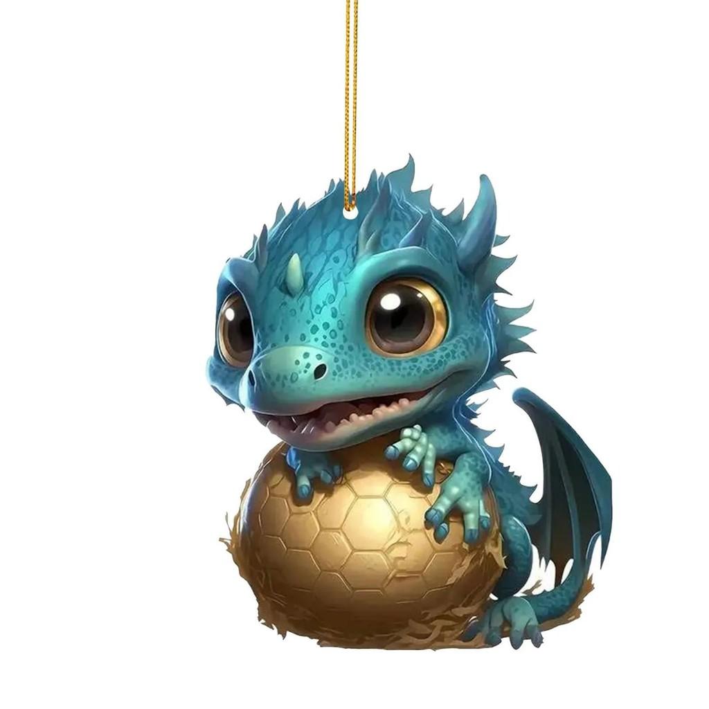 Adorable Acrylic Cartoon Dinosaur Car Hanging Ornament For Home Holiday Decor