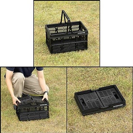 Captain Stag Folding Container Basket Handy Handle S M L Sizes Capacity 7L 15L 26L Black Khaki Olive