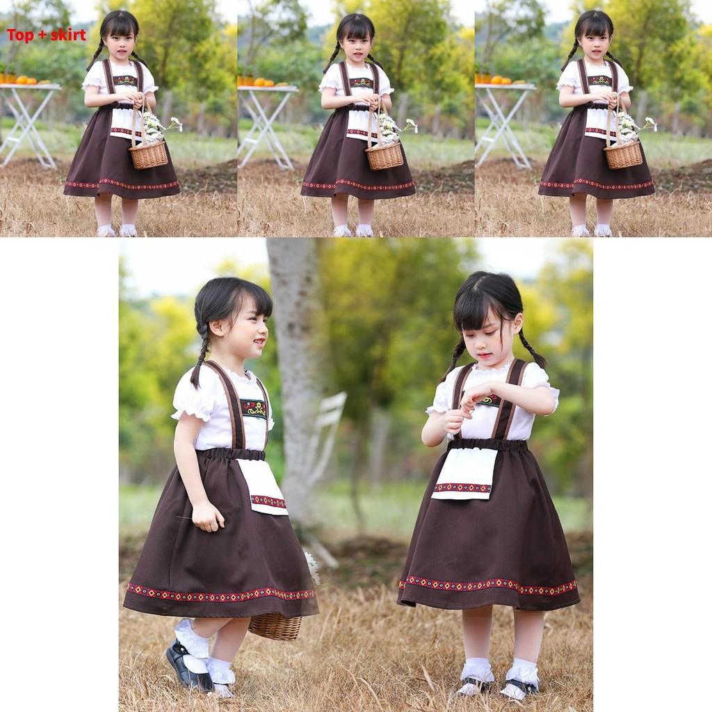 Girl Bavaria Traditional Ethnic Dress With Embroidery For Costumed Theatre Performances