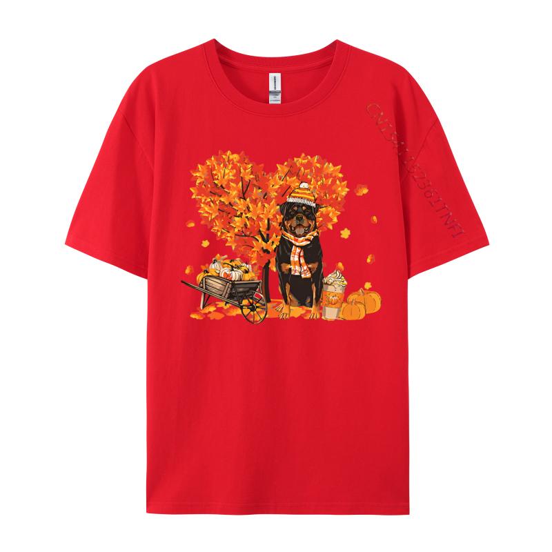 Rottweiler Rottie Autumn Tree Fall Tshirt Unisex Printed Tshirts Gifts Tees Shirt Male Cotton Clothing