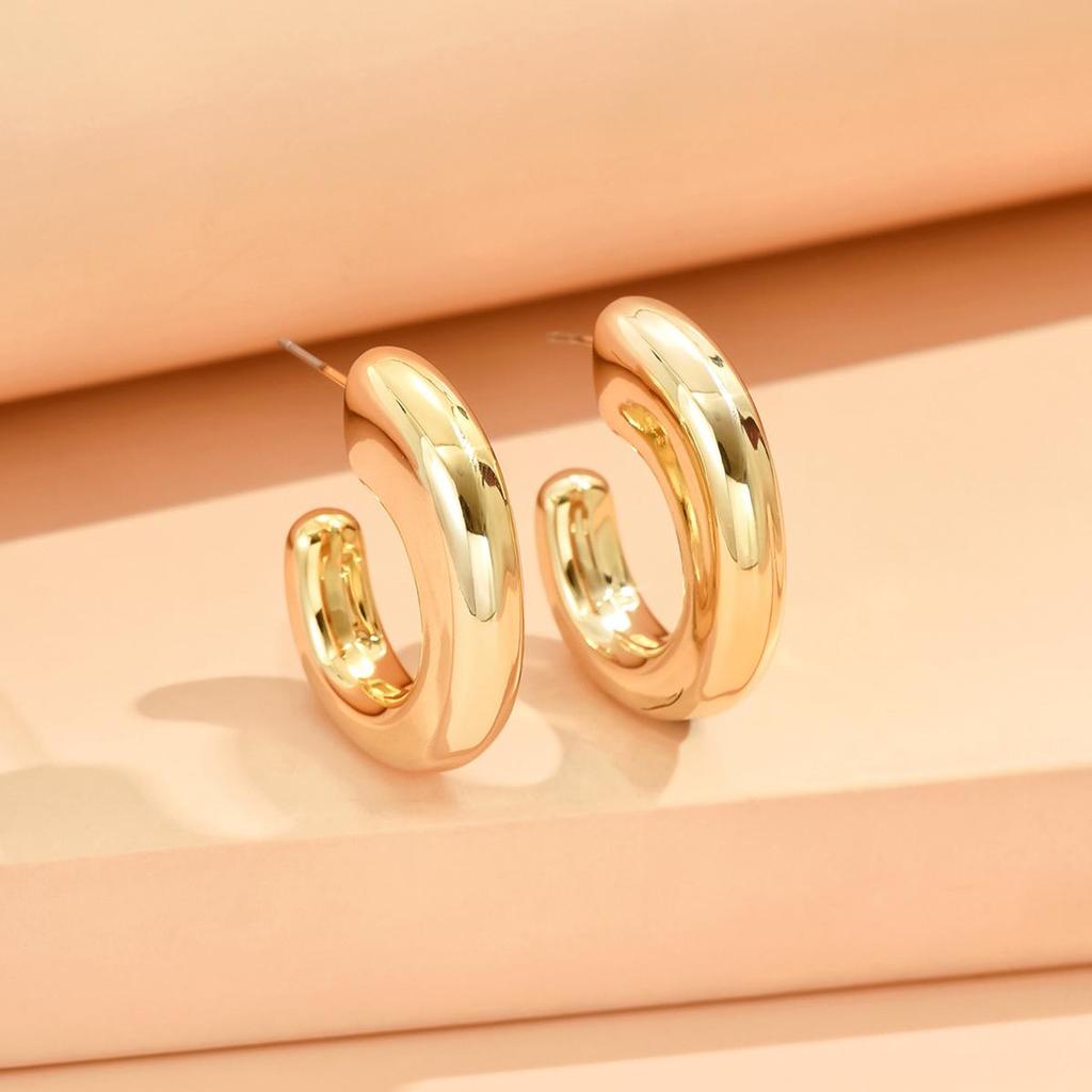 Exquisite High-End Metal Hoop and Stud Earrings with Niche Design
