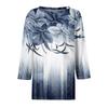 Women's Fashion Casual Round Neck 3/4 Sleeve Loose  Printed T-Shirt Ladies Top