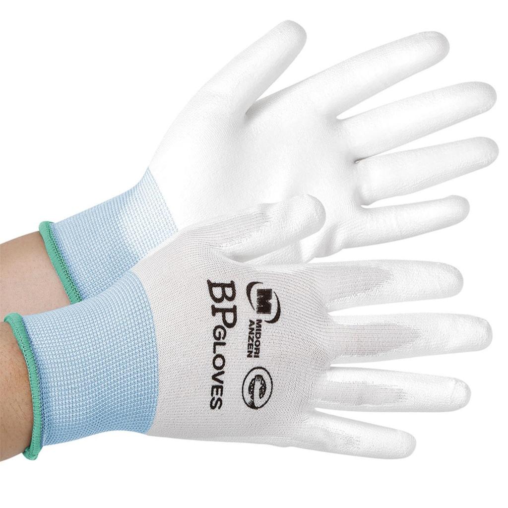 Midori Anzen Quality Control Work Low Dust Elastic BP Urethane 10 Size M Gloves, Eco-Mark Certified, Emission, Fit, Gloves, Backless, Pairs,