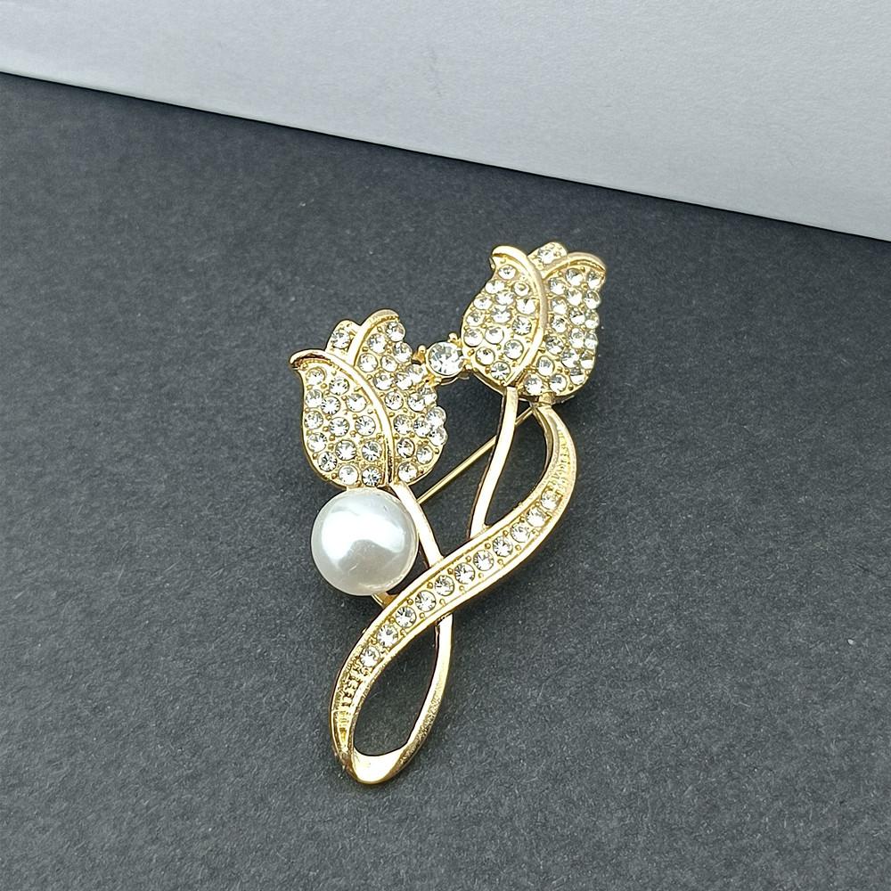 New Rose Brooch Tulip Flower Pin Anti Glare Suit Chest Flower Collar Needle Electroplated Jewelry