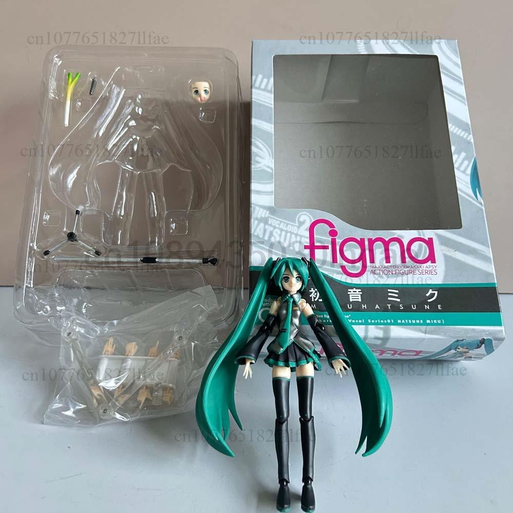 Attractive Glasses Hatsune Miku Figma 014 Joint Movable Face Change Boxed Doll 14Cm Pvc Action Figure Model Toy Joint Movable Doll Bookshelf Decor