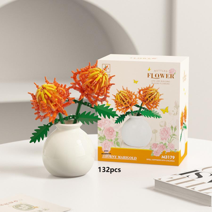 Preserved Flower Bonsai & Rose Succulent Building Blocks - Compatible with LEGO