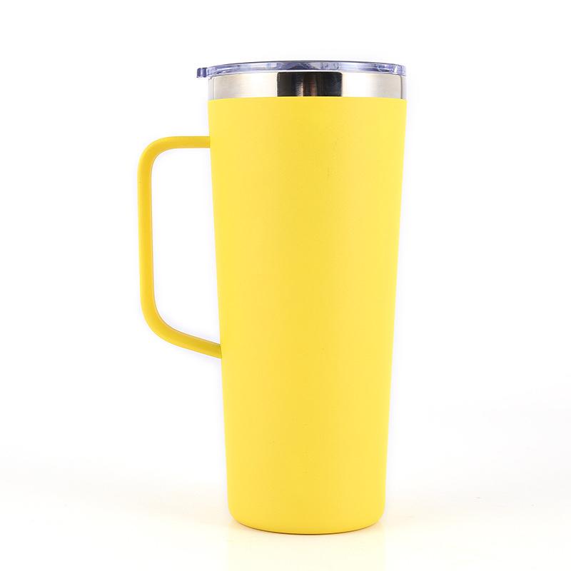 24oz Coffee Tumbler with Handle Lid Creative Thermos Hot Water Bottle Insulated Thermal Cup Stainless Steel Double Wall Car Mug