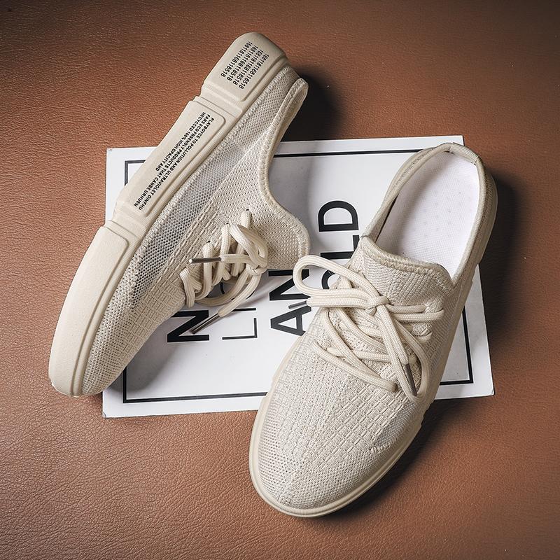 Fashion New Canvas Shoes Mesh Half Tray Shoes Men's Summer Lazy Slippers Student Casual Shoes Sports Fashion Hollow Breathable Sandals