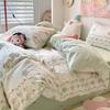 Pink Flowers Duvet Cover Set Ins Fashion Single Queen Size Girls Boys Flat Sheet Pillowcase No Filler Home Decor Bedding Set