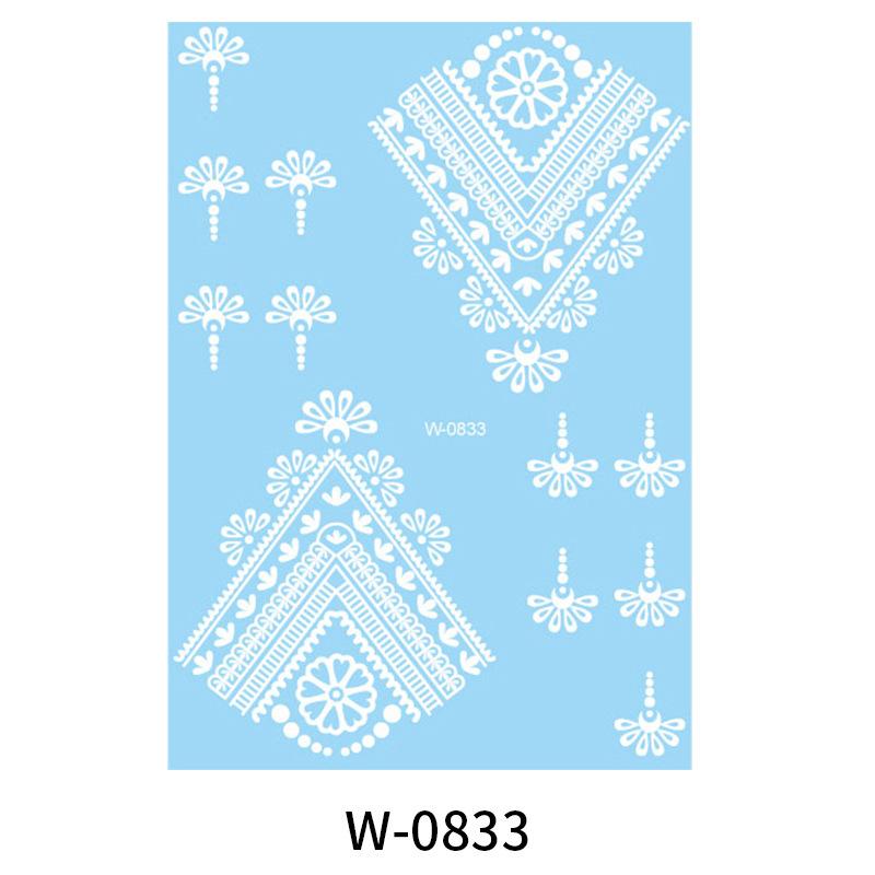 Beauty Sticker White Lace Tattoo Sticker Indian Temporary Tattoo Waterproof Tattoo Sticker