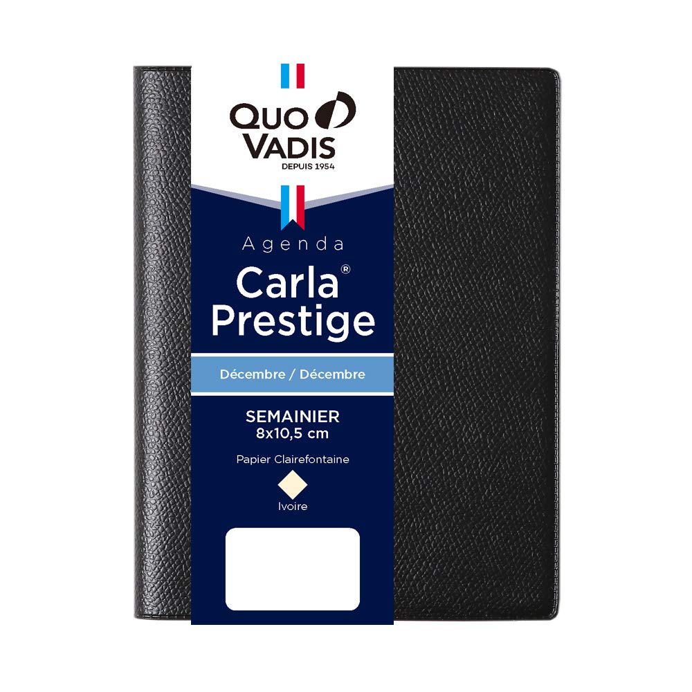 

Quo Vadis 2026 Edition Carla Prestige/Ampara Планер-дневник (Еженедельник вертикальный, начиная с декабря 2025 года, A7 8x10,5 см, Французское издание), черный (qv36801bk)