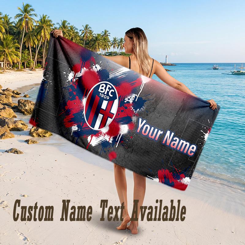 Bologna FC Design Beach Towel Custom Text Large Towel for Beach Vacation