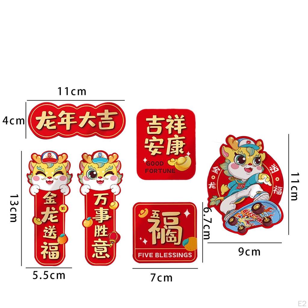 6Pcs Chinese Year Refrigerator Magnets 3D Fridge for Office Door