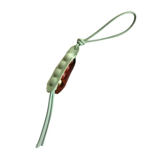 Pea Shell Bag Charm Cute Pea Beads Pendant Handmade Keychain Charm Accessory for Backpack Phone Handbag Decoration