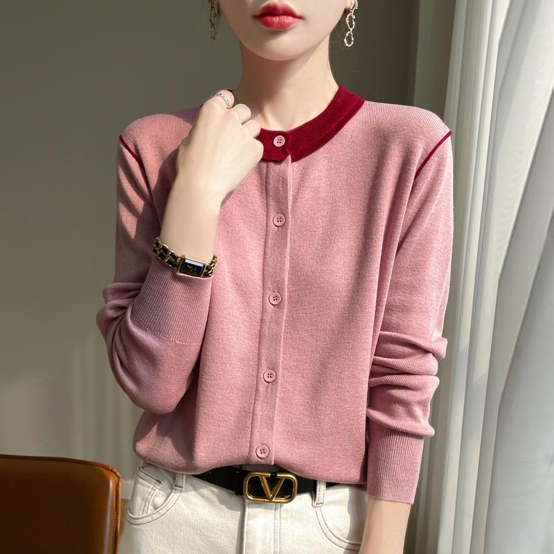 Damski kardigan z wełny czesankowej i jedwabiu morwowego, kaszmir Qinghe, 50% wełny, 50% jedwabiu morwowego, zimowy sweter dzianinowy, jesienny sweter kaszmirowy