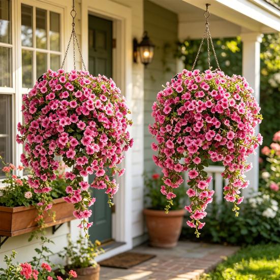 UV Resistant Artificial Petunias Flowers Outdoor Fake Flowers for Patio Porch