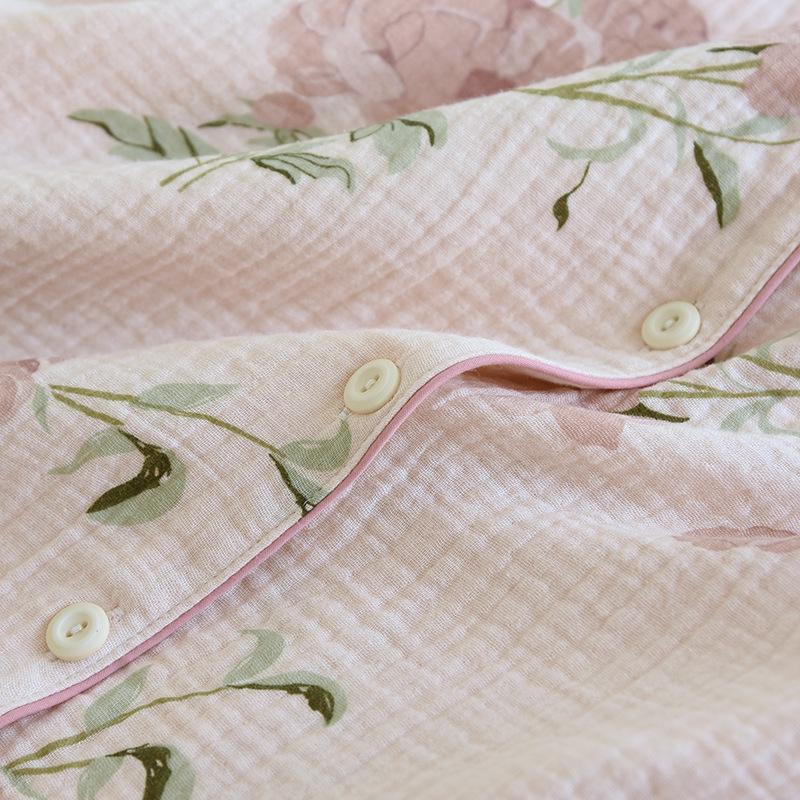 Women's Spring/Autumn Cotton Gauze Pajama Set - Long Sleeve Top & Pants