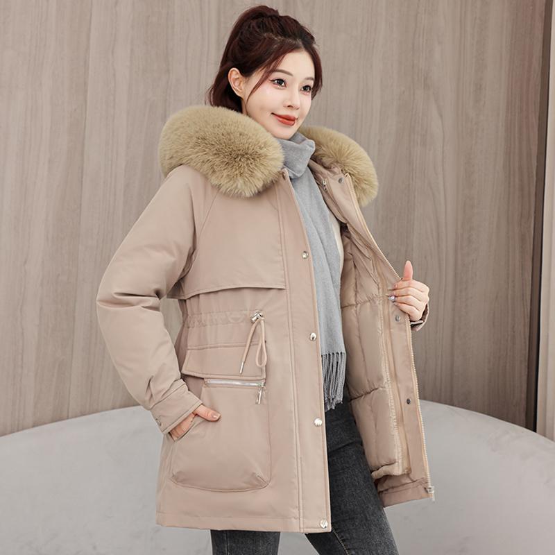 Autumn Winter Thicken Warm Parka Women Casual Sweety Solid Color Big Pocket Loose Hooded Coat Jackets Outwear