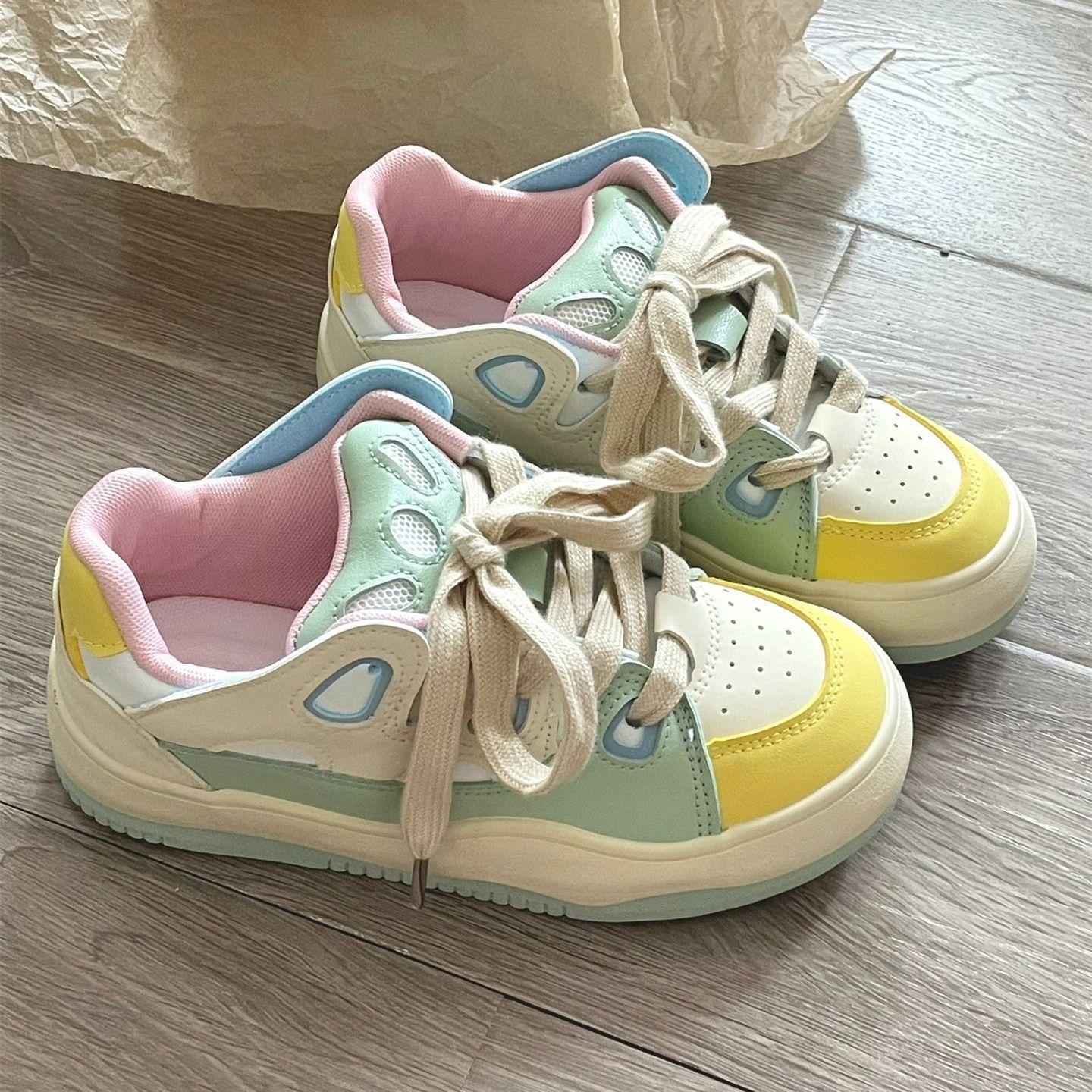 

2024 Весна Осень Новая Женская Обувь Ретро Универсальная Толстая Подошва Повседневная Женская Обувь Кампус Дышащие Кроссовки для Девочек Tenis De Mujer 35