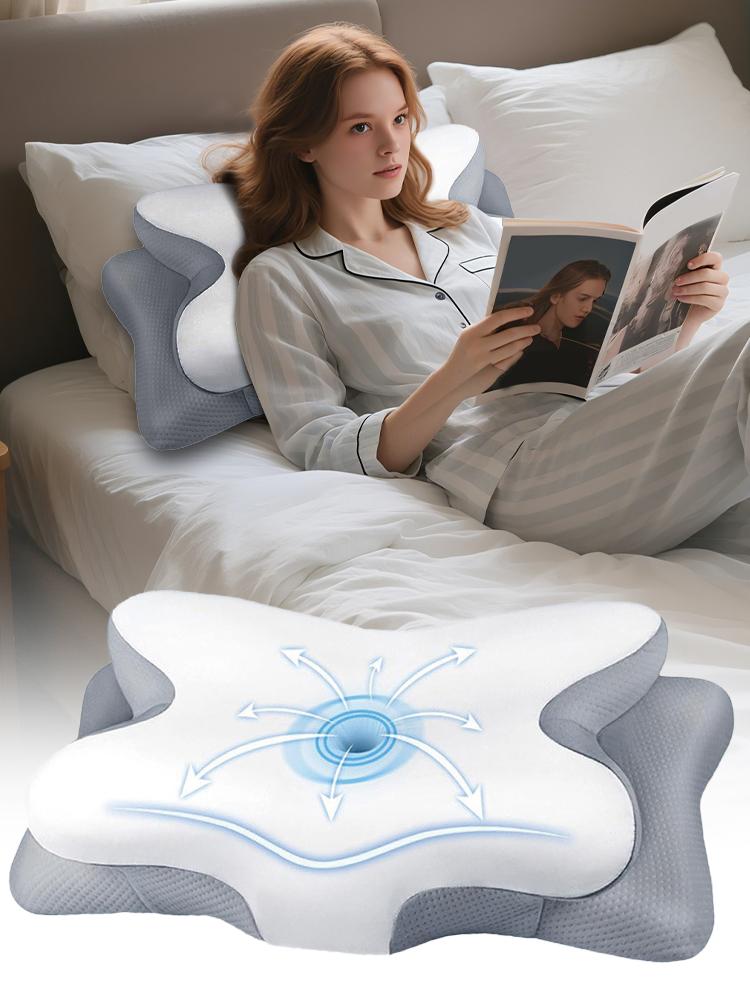 Memory Foam Cervical Pillow Neck Support Sleep Memory Foam Pillow Butterfly shaped sleep memory pillow for Travel Couch