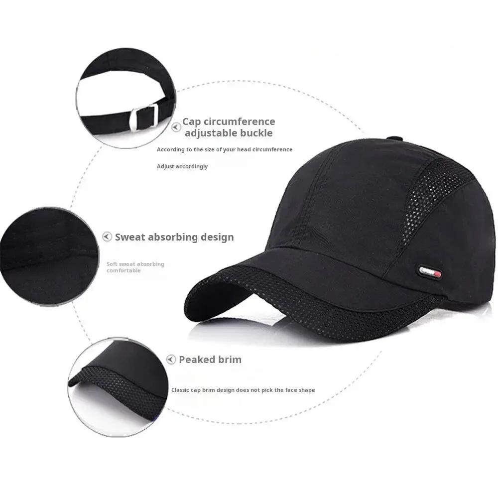 1Pcs Summer Quick Dry Baseball Cap Outdoor Sports Mesh Breathable Hat for Men Women Hiking Fishing Sunbonnet Golf Adjustable Cap