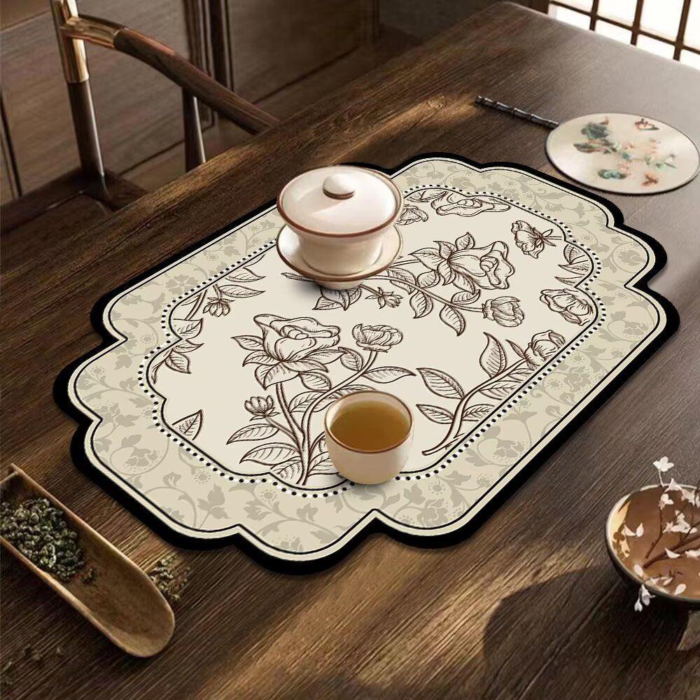 Diatomaceous Earth Kitchen Drain Mat, Custom-Shaped Insulated, Absorbent, Quick-Drying Placemat, Thickened, Wear-Resistant Bowl and Plate Mat