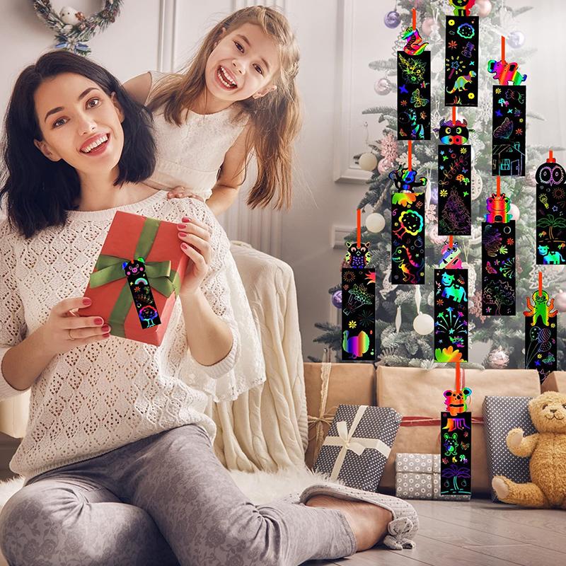 12 STÜCKE/Set Magisches Kratzlesezeichen 4 STÜCKE Buntes Zeichenlineal Kunst Schreibwarenset Festival Party DIY Geschenk Klassenbelohnungsgeschenk ZYF