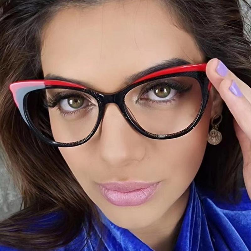 Ochelari de Soare de Modă Ochi de Pisică Personalizați în Culoare Contrastantă Lentile Transparente Accesorii Drăguțe Elegante Casual pentru Zi de Zi Vacanță