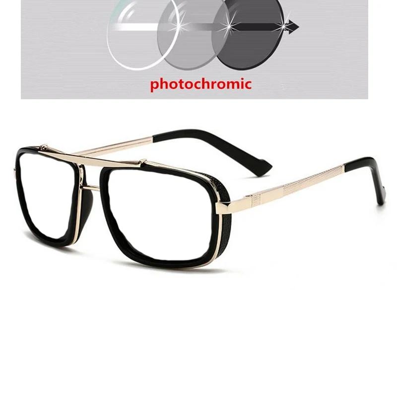 0 -0,5 -0,75 -1,0 Až do -6,0 Šedá/Čajová čočka Dioptrické sluneční brýle Pánské Čočka na krátkozrakost Čtvercové Parní punkové sluneční brýle Pro muže