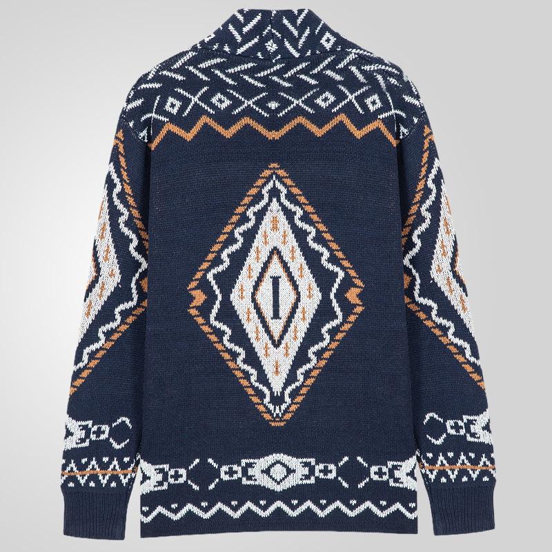 Cardigan casual da uomo, di media lunghezza, con collo a scialle vintage, a maniche lunghe, lavorato a maglia, con bottoni, maglione spesso invernale, in maglia, per uomo