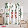 2 Stück, 2D-Flachdruck Vorhang Beliebte Weihnachtsschleife Stechpalmenbeere Baum (2) 100% Polyester (ohne Stange) Art Deco Festlich Perfekt