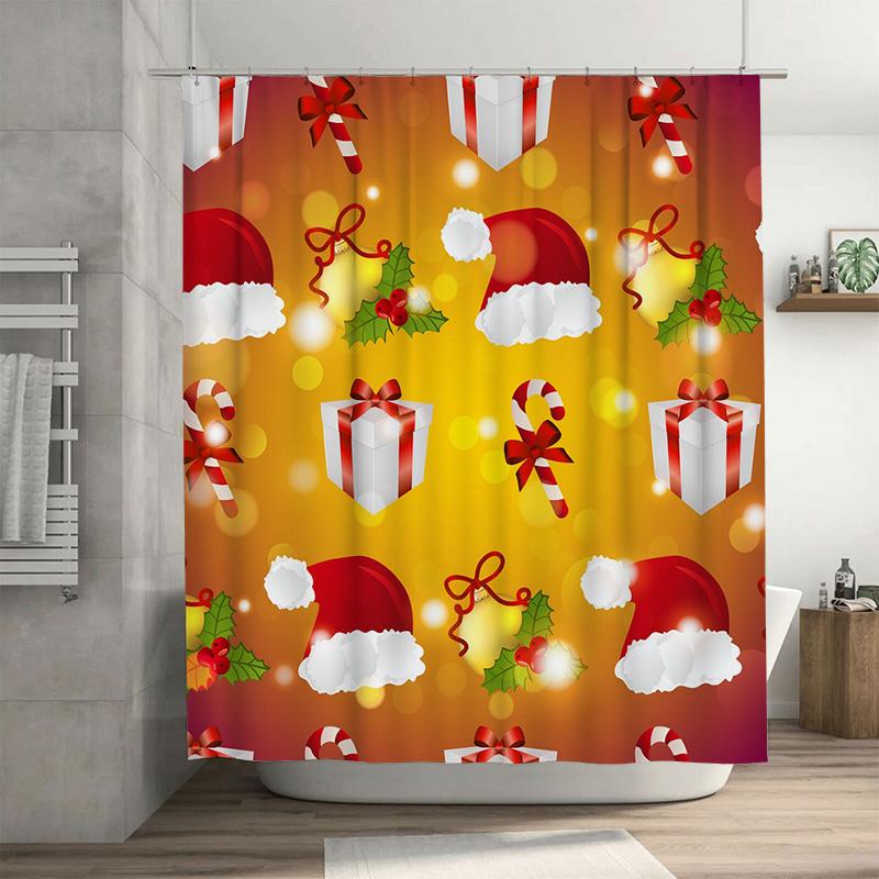 

TU Рождественская Шторка для Душа Праздничный Декор Водонепроницаемая Ткань Набор для Ванной Комнаты Рождественский Узор Фон 90x180cm35x71in