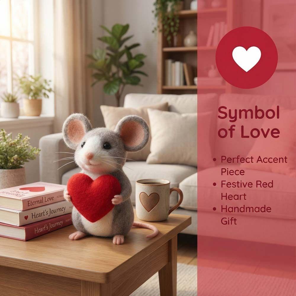 Wool Felt Mouse Ornaments Handmade Felt Valentines Day Decor  Anniversary Gift