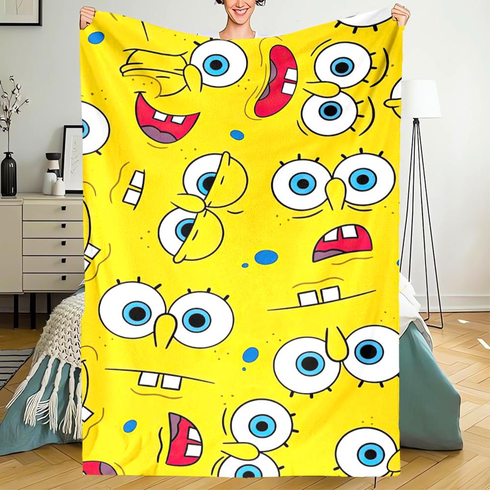 SpongeBob SquarePants Theme Printed Blanket - Perfect for Couch, Bed, Travel & Outdoor Use | Machine Washable, Cozy & Durable.