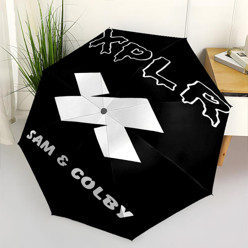 Sam and Colby Print Automatic Umbrella, 8 Rib Iron Frame, Plastic Handle, Suitable for Outdoor Travel &Daily , Ideal Gift