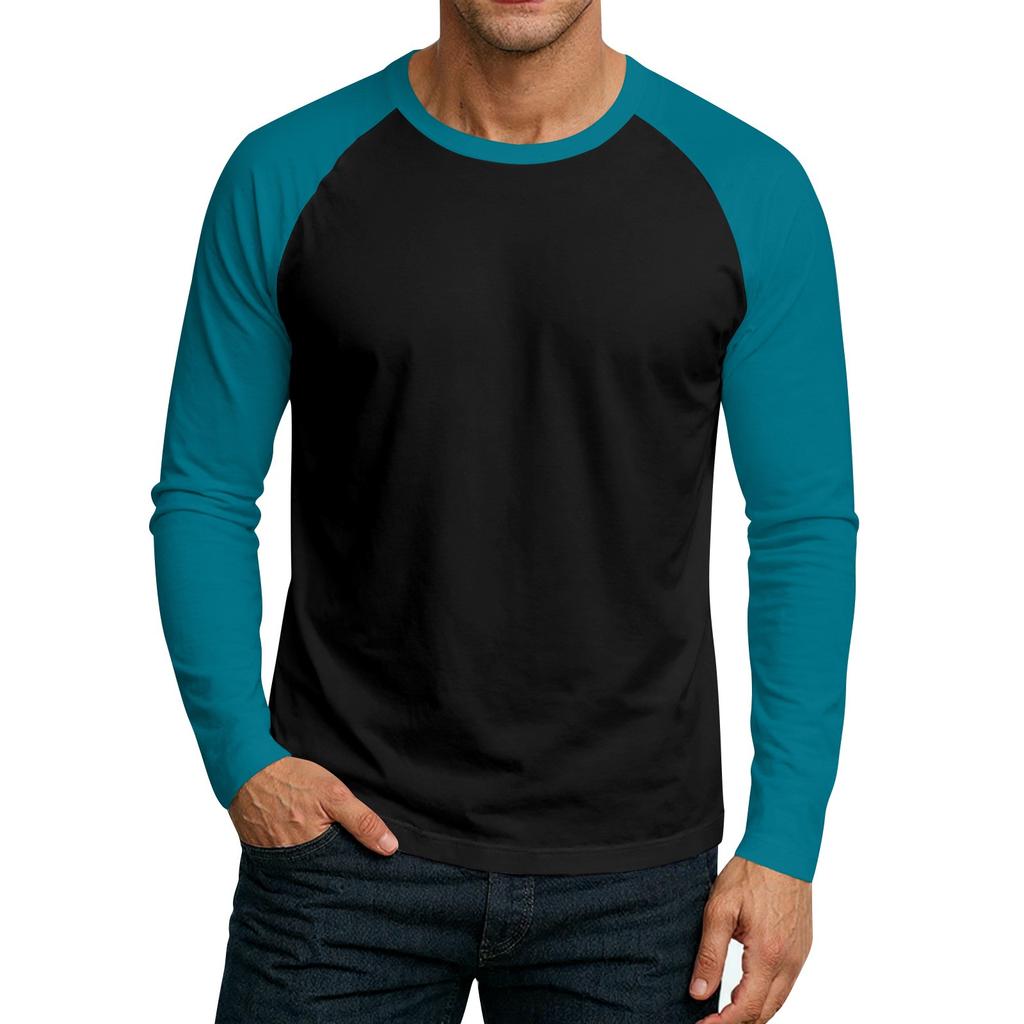 Men's Round Neck Plunger Long Sleeve T-Shirt Top