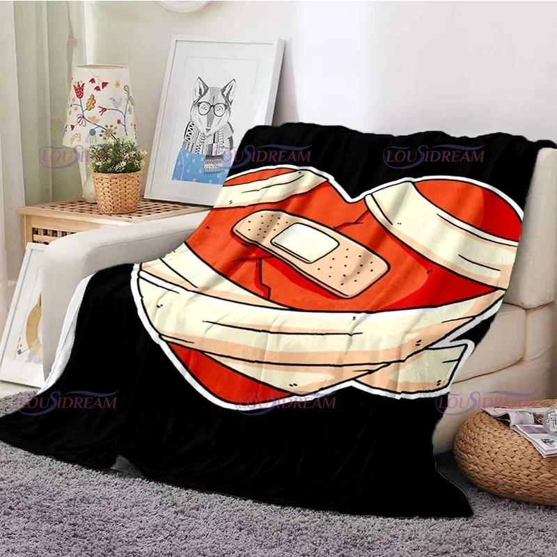 Cartoon Bad Bunny Coperta Coperte di flanella Musica pop latina Coperte calde in pile di peluche per biancheria da letto per divano adulto per tutte le stagioni