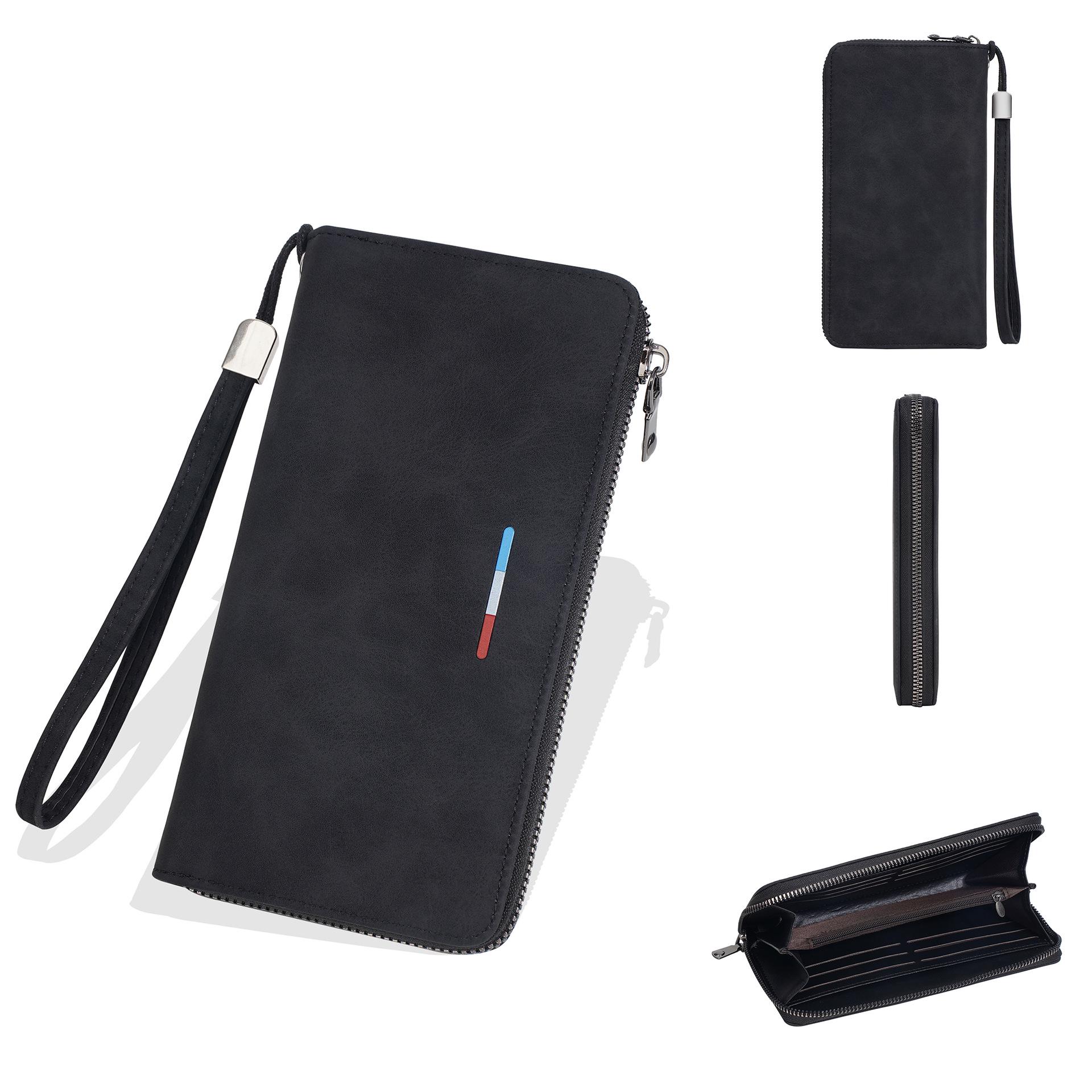 

Men s Large Capacity Retro Clutch Wallet with Zipper чёрный