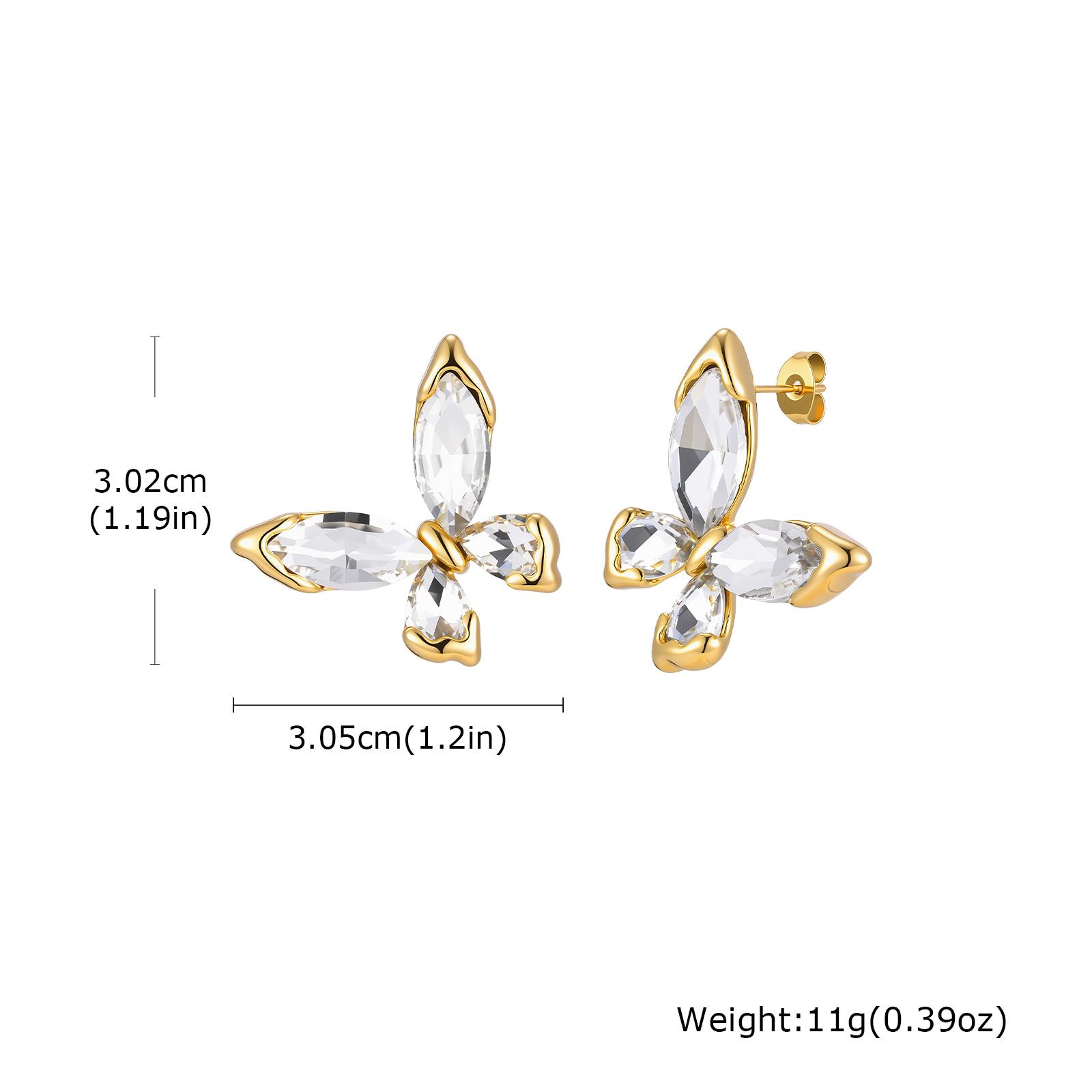 

Butterfly Zircon Stud Earrings for Women, Tarnish Free 18K Gold Plated Waterproof Crystal Studs Fashion Jewelry