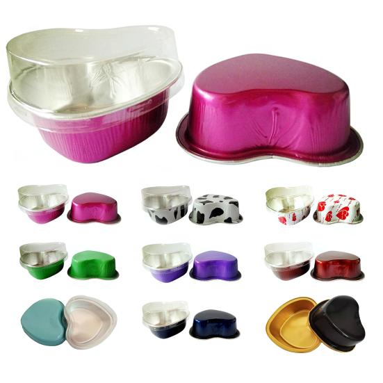 Yousheng 50 pezzi 100 ml accattivante pirottino per ampia applicazione foglio di alluminio a forma di cuore monouso pirottino per la casa