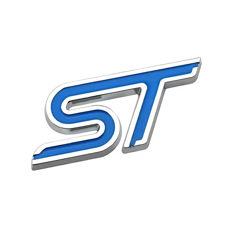 AJG1 3D Metal ST Badge Decal Car Body Emblem Rear Trunk Sticker for Ford Everest Fiesta Focus Mondeo Ranger Mustang Transit Explorer