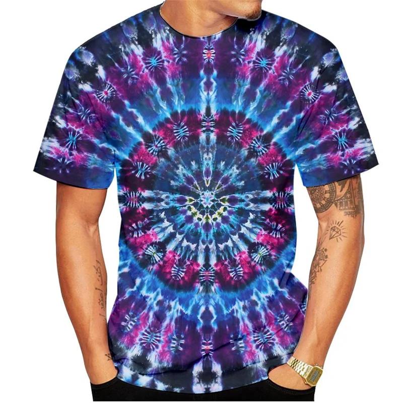Colorful Kaleidoscope Pattern T-Shirt For Men Bohemia 3D Printed Tees Summer Casual