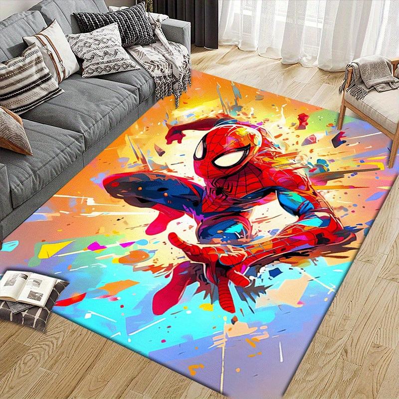 1pc Spider-Man Pattern Area Rug Soft Flannel Floor Mat for Living Room, Office, Bedroom, Outdoor and Camping, Sofa Coffee Table Floor Mat, D