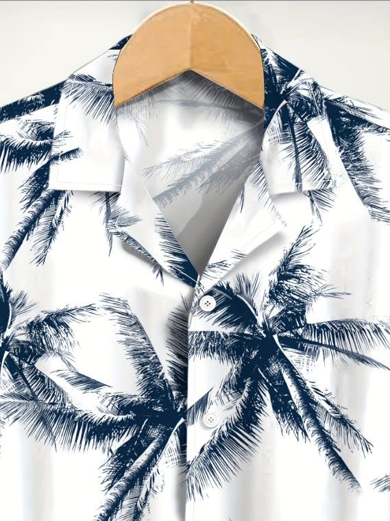 Emptio Regular Short Business Dress Office Cool Feeling Aloha-Style Shirt, Beach, Collared, Refreshing, Outdoor, All-Over Print, Collar, Sleeve,